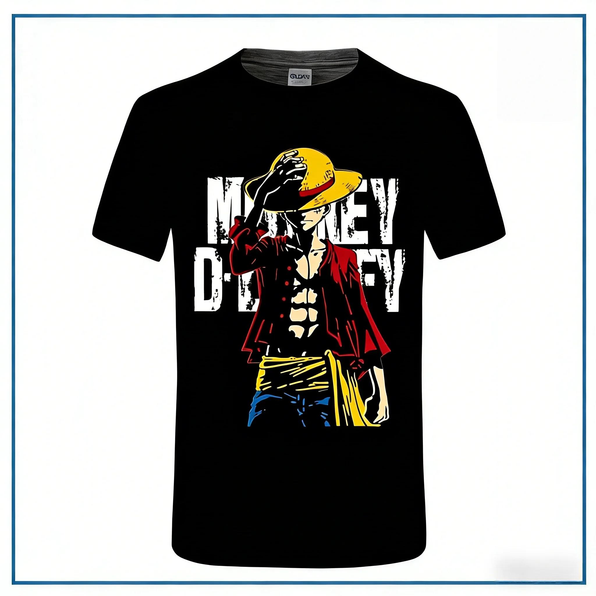 

2026 Новый летний мужской и женский футболка с коротким рукавом One Piece Шанкс Японское аниме Нишевая футболка Мальчишеская Родитель-ребенок Наряды... S разноцветный