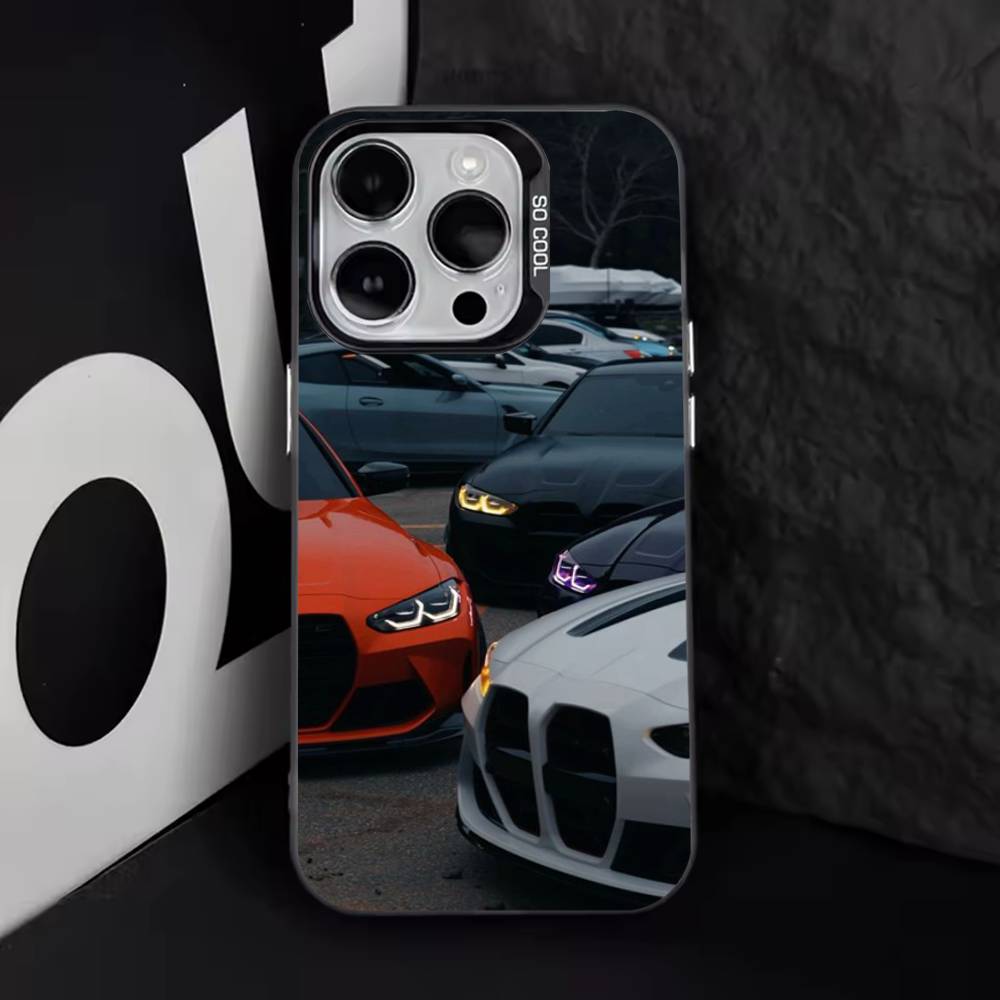 Negro Blanco para B-BMW Funda de Teléfono Para iPhone 16,15,14,13,12,11,8,7,Pro,Max,Plus,Mini,XS,SE Anti Caída Negro Mate Duro