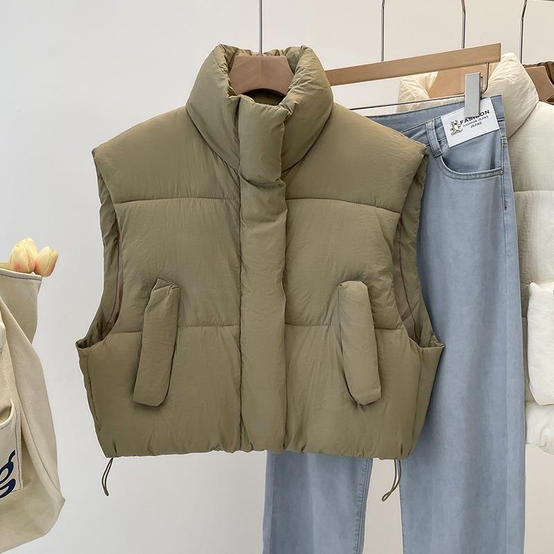 Cotton vest women's autumn and winter new stand-up collar thickened loose short sleeveless cotton vest jacket trendy