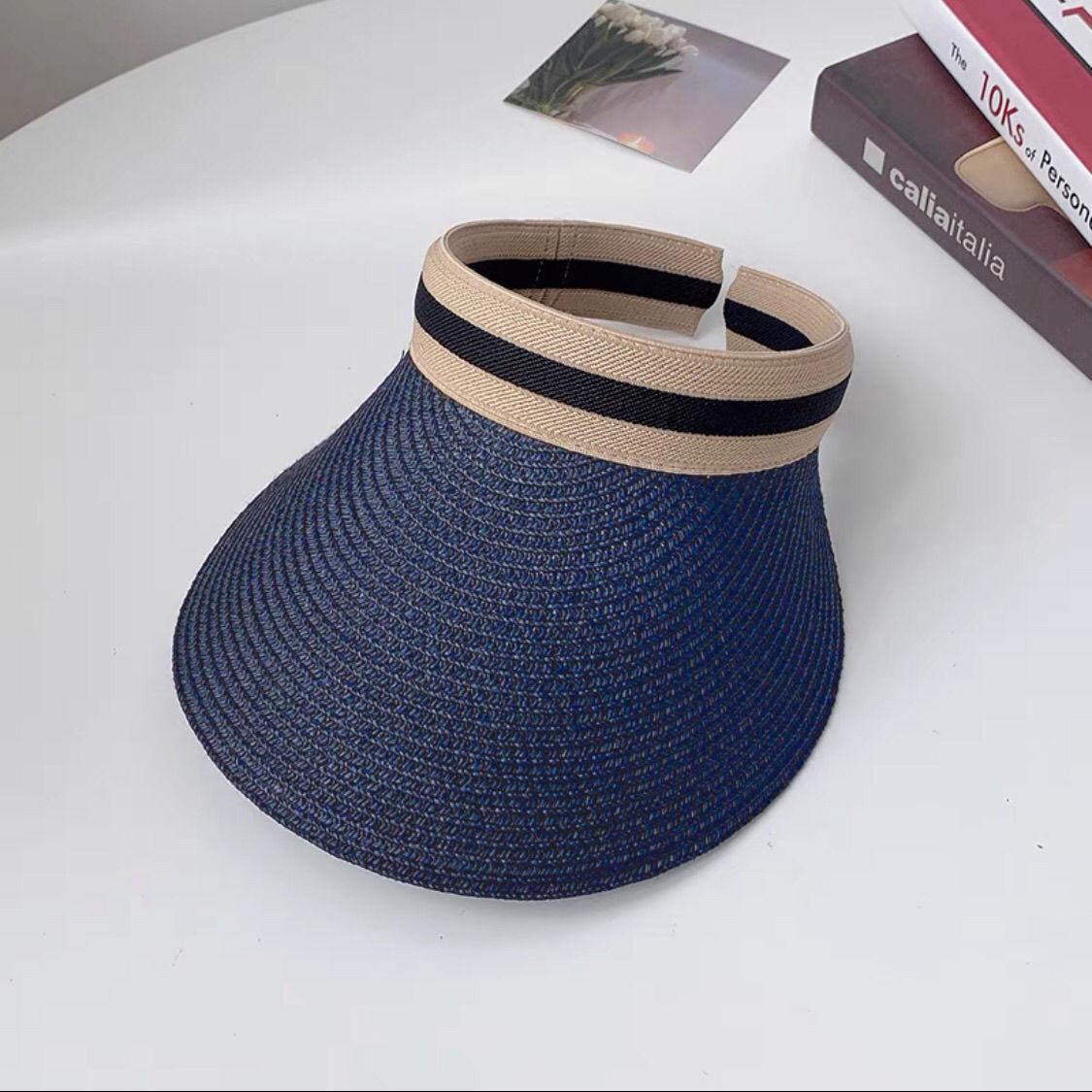 

Style Versatile Hat Straw Woven Multi Color Convenient Hatscaps Sunshade темно-синього кольору