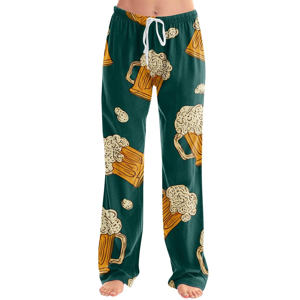 Women's Drawstring Lounge Pants Oktoberfest Print Casual Relaxed Fit Soft Fabric Elastic Waistband Full Length Trousers