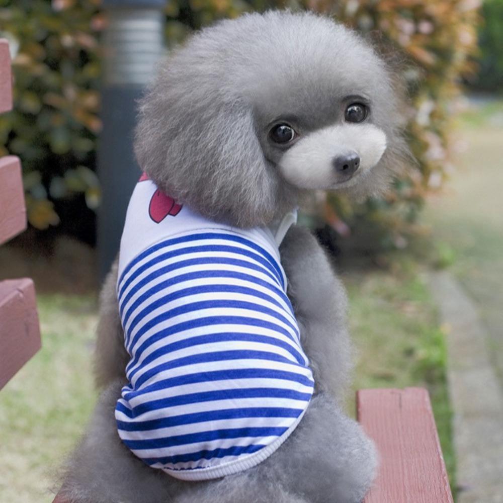 Pet Clothing Navy Striped Dog Cat Vest Supplies Dog Clothing Cat Clothing Teddy Doo
