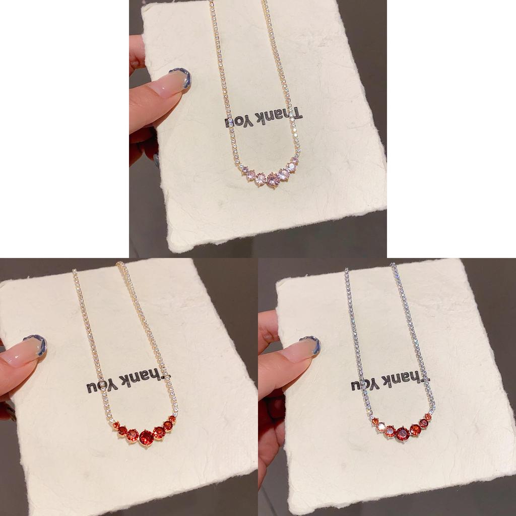 Geometric Zircon Pendant Necklace For Women With Elegant Lock Chain Fashion Jewelry