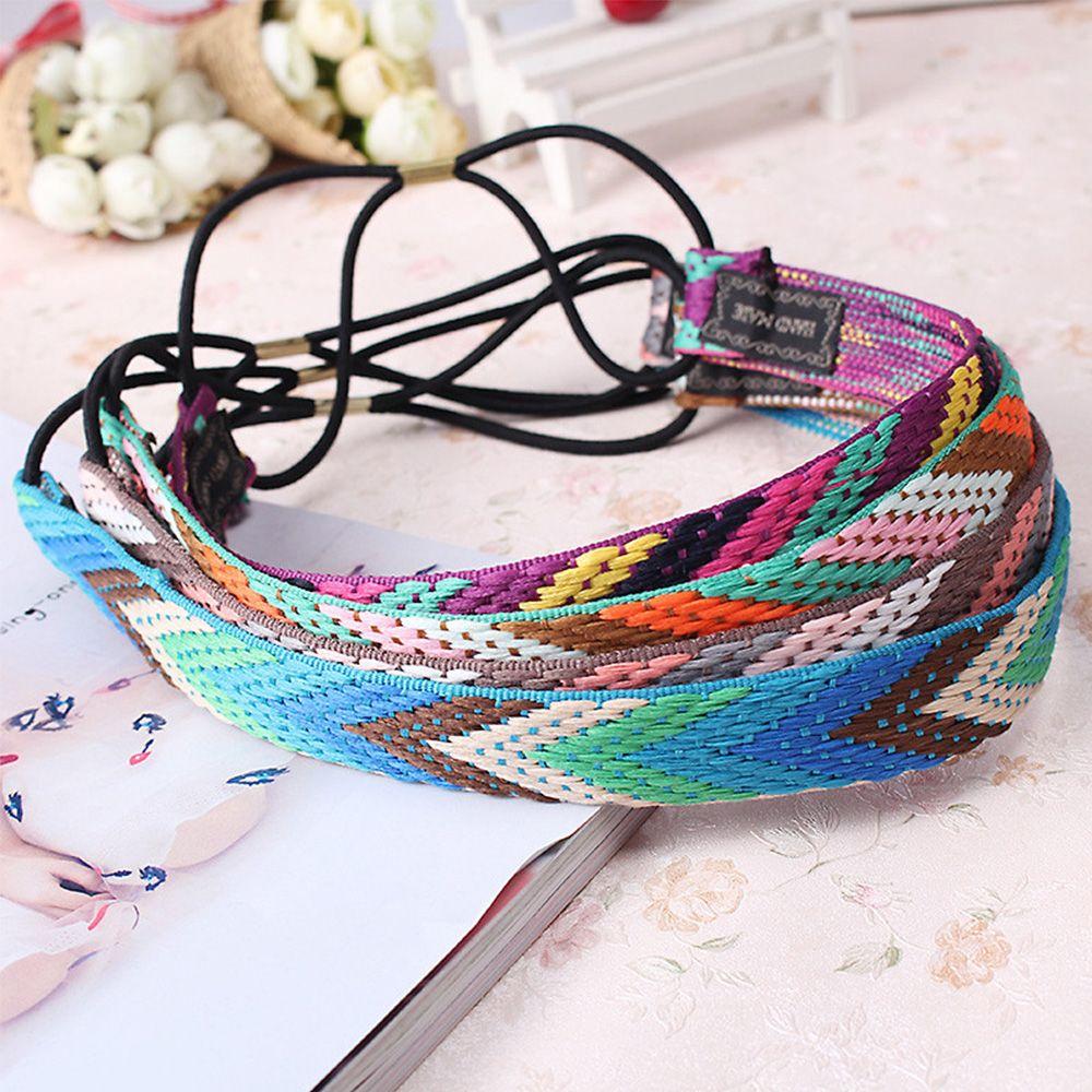 

Embroidery Bohemian Ethnic Style Boho Hairband Hair Accessories Rubber Headband Braid Headbands C