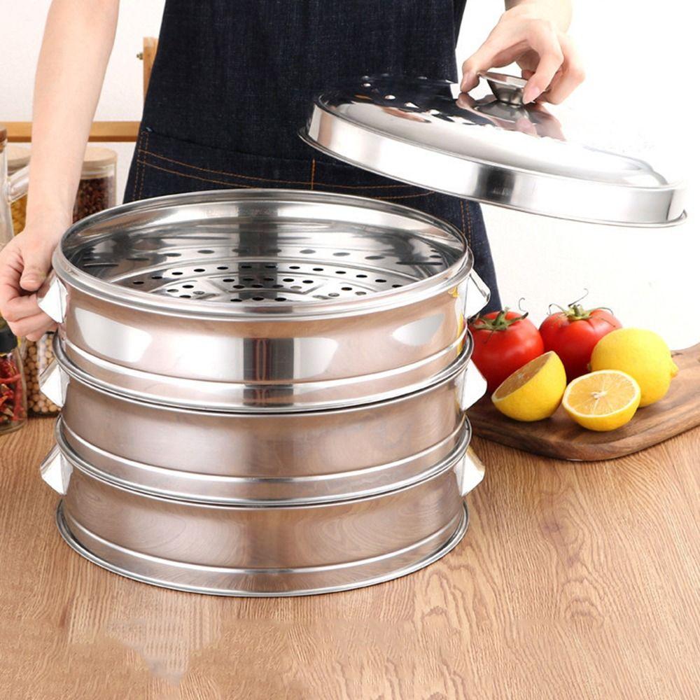 

Steamed Stuffed Bun Food Steam Rack Thicken Egg Tray Rice Cooker Steamer Pot For Soup Pot Milk Pot 18cm-Lid-High Style