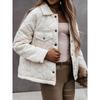 2025 Winter New Women's Cotton Padded Coat Long Sleeve Button Decorated Outerwear