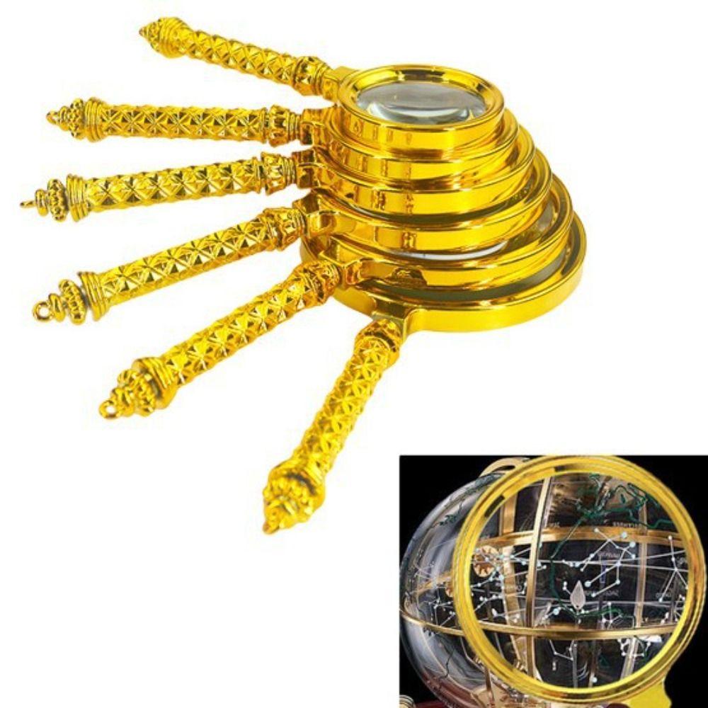 Gold Magnifying Glass Glass Lens Pocket Tool Retro Delicate Pattern Handle  Newspaper Reading