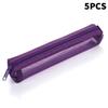 5Pcs Vintage Solid Color Mesh Pencil Case Portable Stationery Storage Pouch School Stationery Supplies Student Gifts