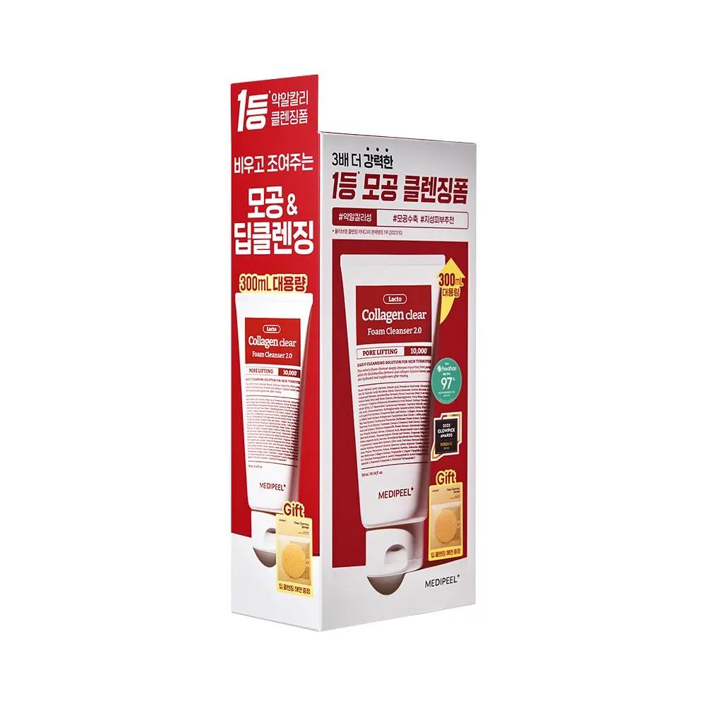 MEDI-PEEL Red Lacto Collagen Clear Foam 2.0 Jumbo Set (300 ml + Sponge)