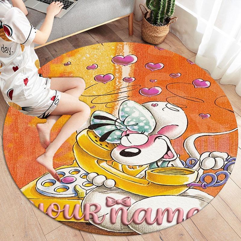 Diddl Custom Name Round Area Rug,Carpet Rug for Living Room Bedroom Sofa Playroom Decor,Non-slip Floor Mat