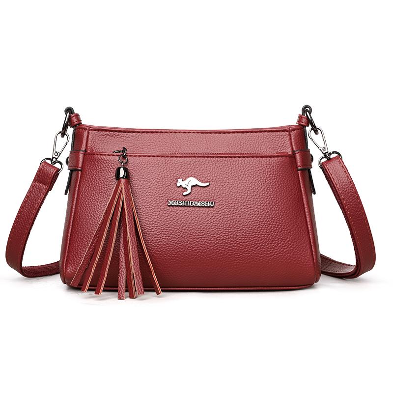 Soft Leather Women's Small Square Bag Shoulder Bag Middle-Aged Mother's Bag Commuter Crossbody Bag