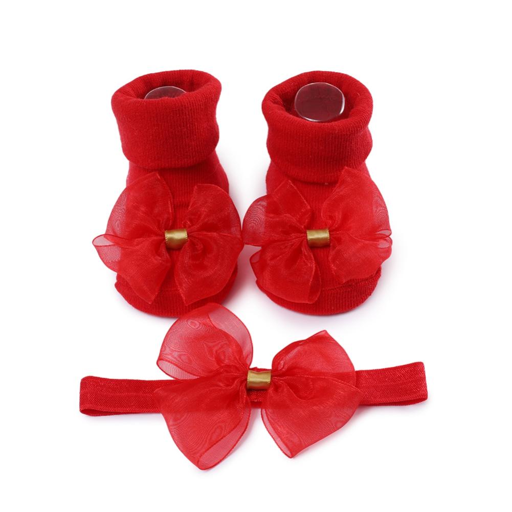 

Детские носки и повязки на голову, детские носки для девочек, милые марлевые носки с бантом, принцесса, 0-1 год S красный