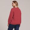 Autumn and Winter Plus Size Women's Solid Colour Simple Woven V-neck Pullover Jumper