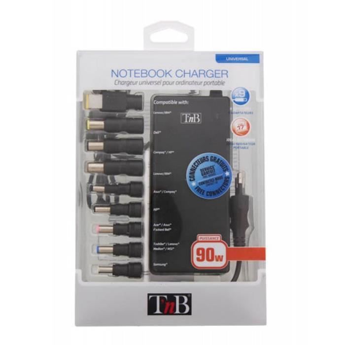 T'nB - CLASSIQUE EASYLINE - Alimentation secteur universelle pour Ultrabook jusqu'à 17' - Noir - CHNB19V90