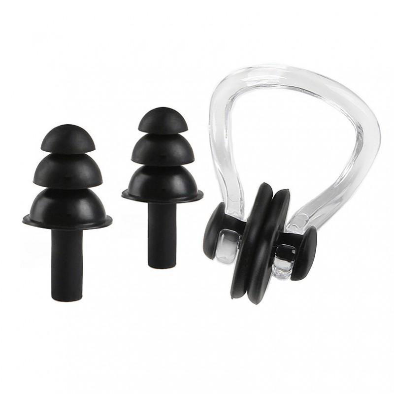 Soft Silicone Nose Clip Earplugs Set Swimming Diving Kids Adults Yellow Blue Black Pink