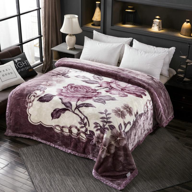 Double-Layer Thickened Raschel Blanket - Winter Warm Quilt & Mattress Cover for Weddings, Air Conditioning, and More.