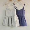 New Arrivals Open Run Women Heart Neck Check Pattern Exposed Back Strap Top Bust