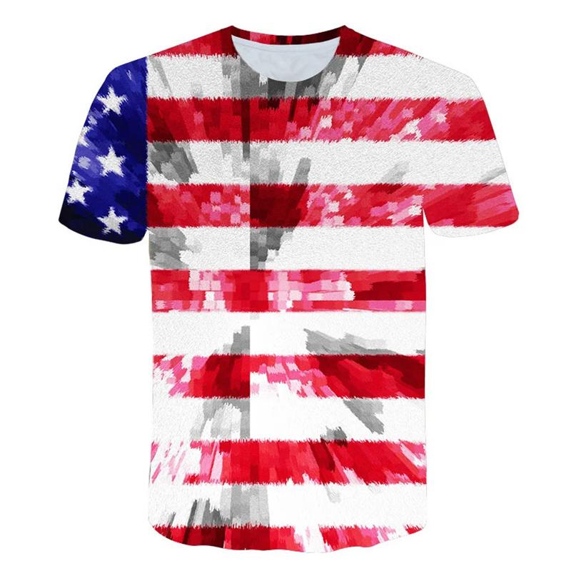 Stripe and Star Pattern 3D Printed T-shirt Eagle American Flag Summer Men's Short Sleeved Top Casual and Comfortable Sports O-neck Clothing