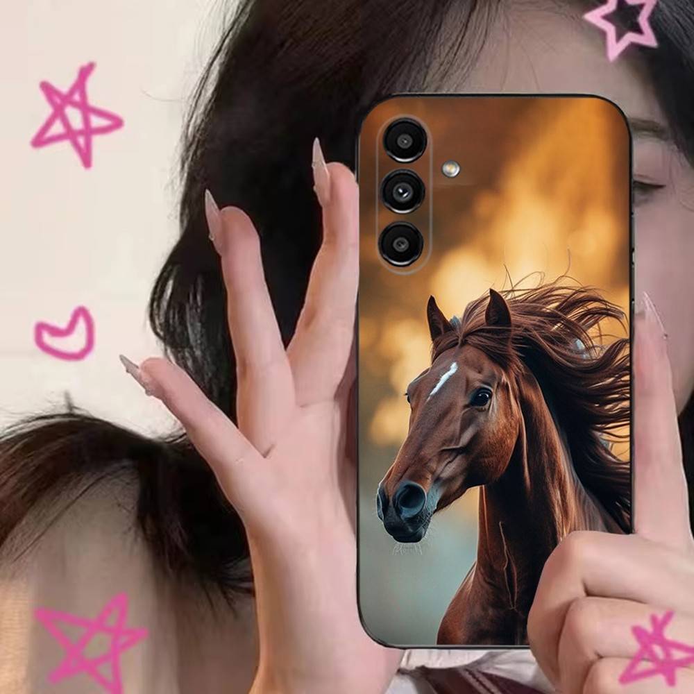 The Horse Phone Case For Samsung S24,S21,S22,S23,S30,Ultra,S20,Plus,Fe,Lite,Note,10,9,5G Black Soft Cover