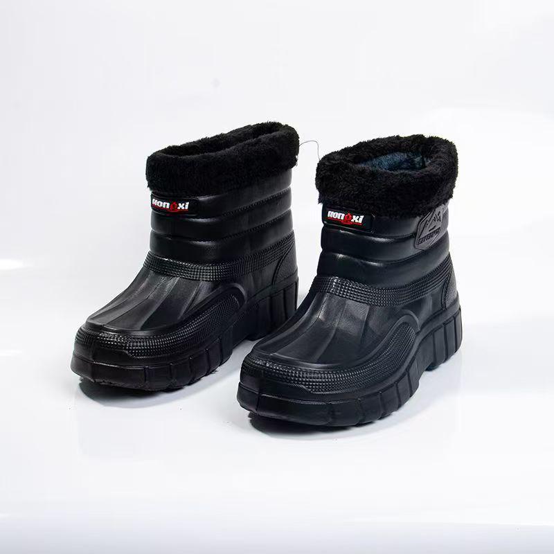 Men's Waterproof Winter High-Top Snow Boots: Non-Slip, Wear-Resistant, Plush Velvet Lining, Lightweight