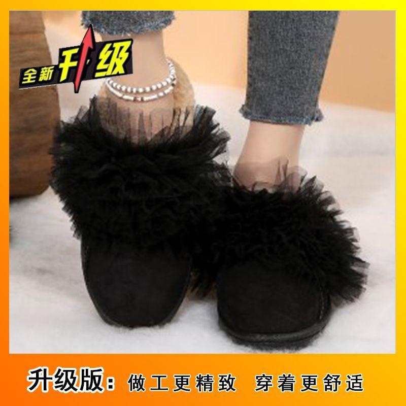 Design comfortable suede slippers low heel 2025 winter new fashion versatile daily slippers domestic and foreign trade double