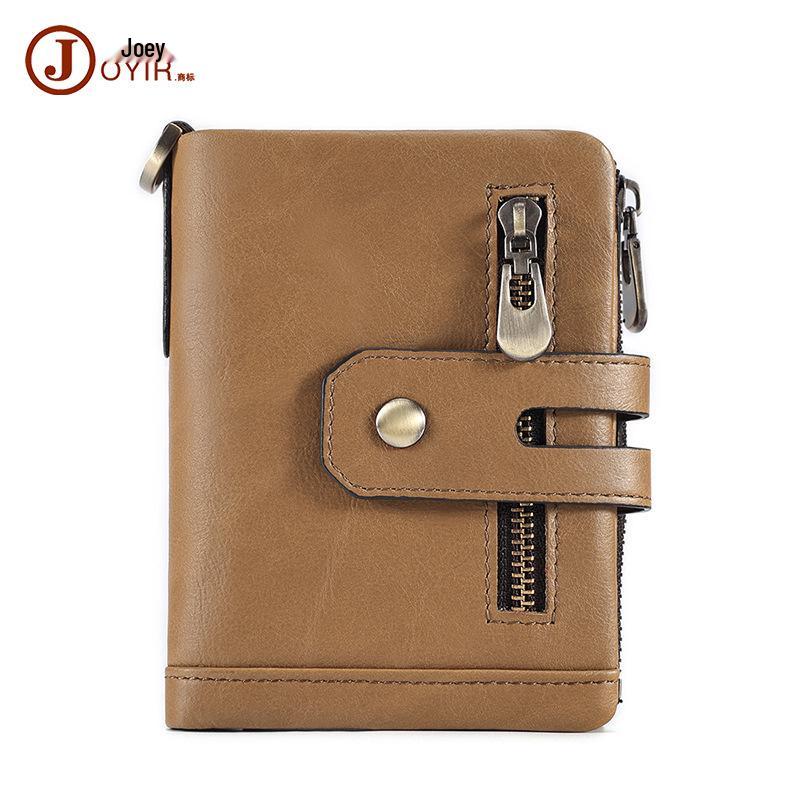 Men's Genuine Leather RFID Anti-theft Wallet with Money Clip and Multi-card Slots