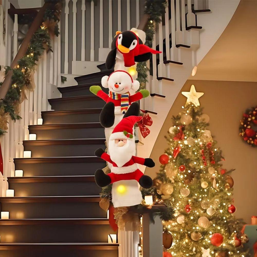 3pcs LED Plush Plush Decoration Set Festive Theme Christmas Banister Ornament  Room Decoration