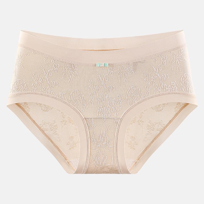 Женские Весенние и Осенние Новые Ретро Рельефные Удобные Дышащие Трусы с Высокой Талией XL телесный