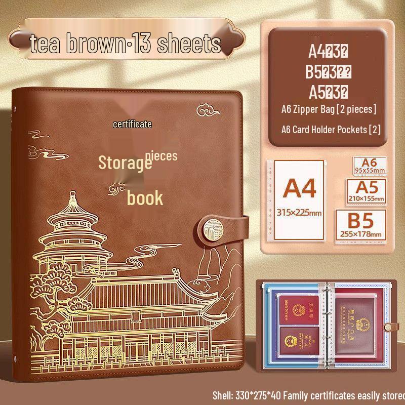 Portable Family Document Organizer: Loose-leaf, Multifunctional, Transparent, Large-Capacity Album for Birth Certificates & Household Records.