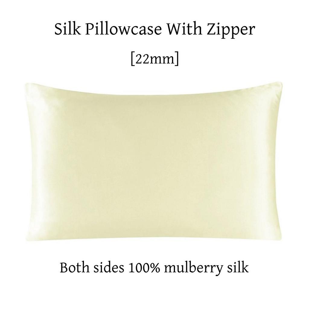 22 Momme Silk Zipper Pillowcase 1pc 100% Nature Mulberry Silk Muticolor Pillow Case For Healthy Standard Queen King