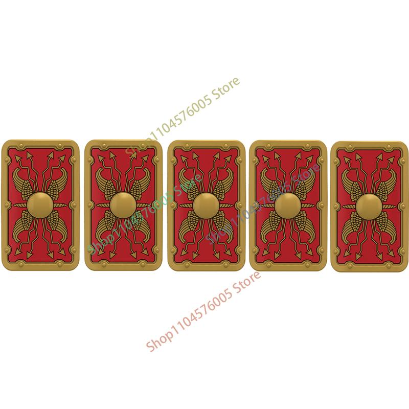 Średniowieczny Rzym Tarcza Budowlane Klocki Wojskowe Żołnierz Rzymski Wojownik Rycerz Postać Łucznik Fartuch Płaszcz Akcesoria Ceglany Zabawka Prezent