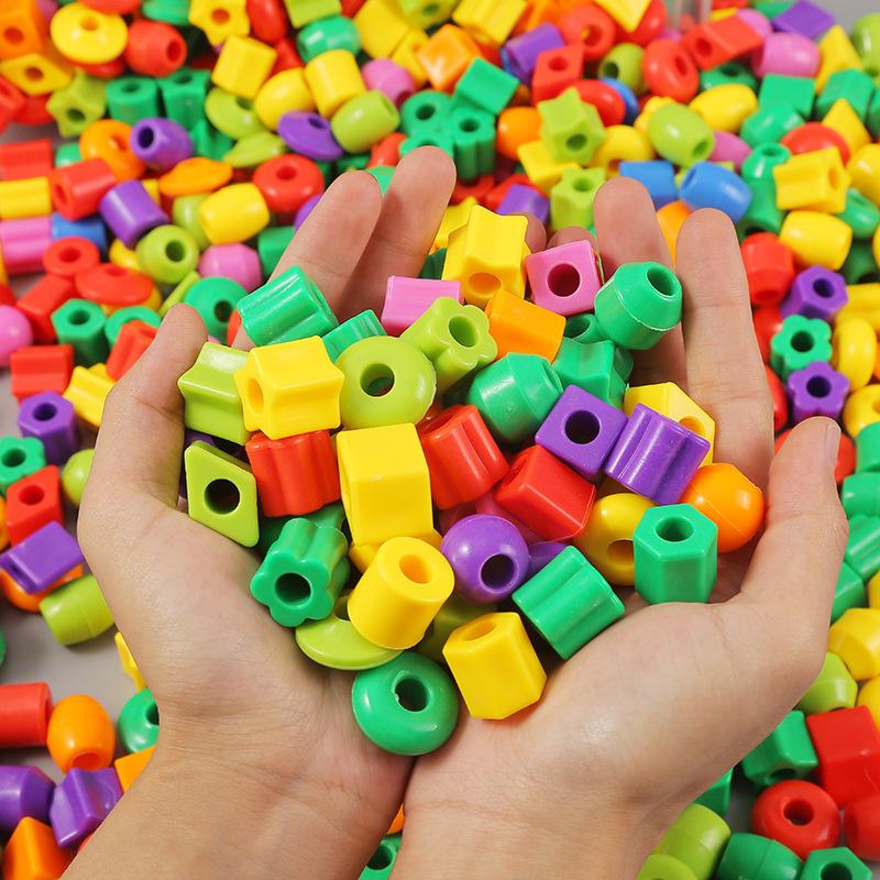 20~200PCS Beaded Counting Toys DIY Handmade Puzzle Wearing Beads Building Blocks Children Early Education Geometry Shape Toy TMZ