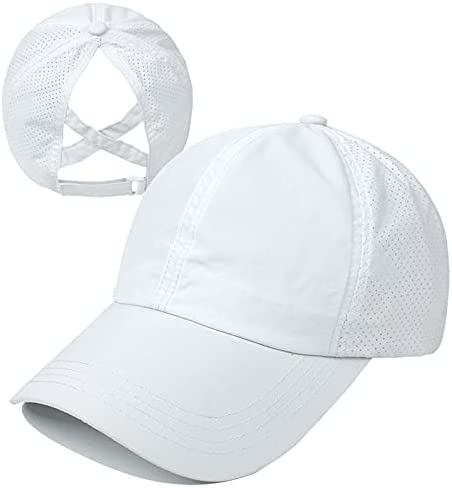 Womens Crisscross Ponytail Baseball Cap Adjustable High Messy Bun Ponycap Quick Drying Hat
