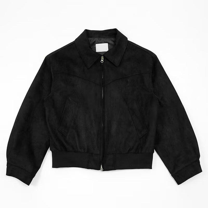 Korean Men's Suede Zipper Flight Jacket - Autumn/Winter Trend