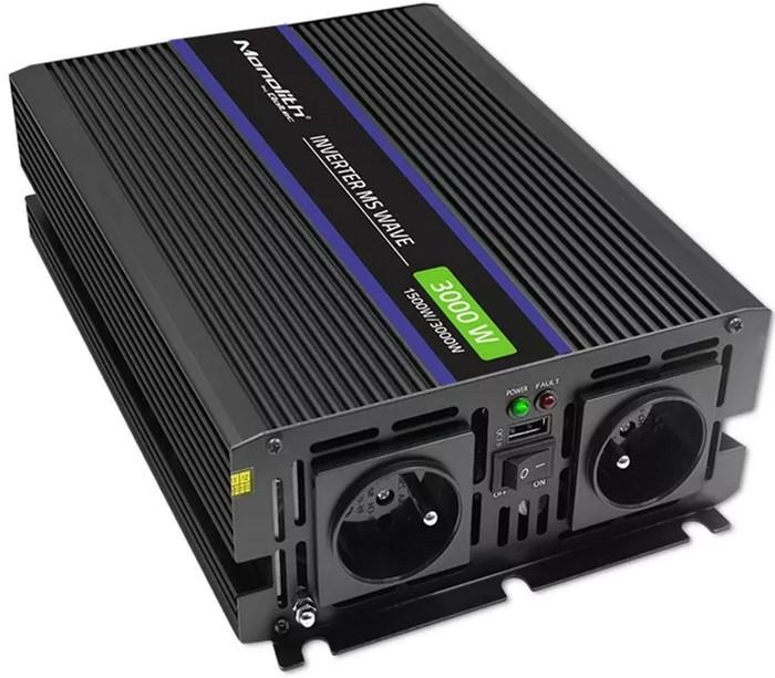 Qoltec Monolith 3000 MS Wave 1500 W/3000 W 12 V to 230 V Car Inverter (5901878519272)