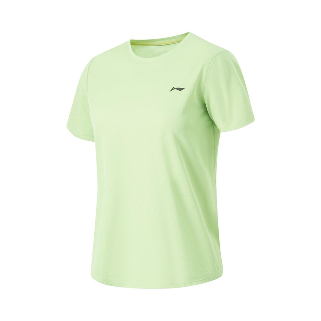 Li-Ning Breathable Round Neck Pullover Sports Short Sleeve T-Shirt Women Tops Laurel-Green ATSU060-6