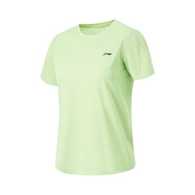 Pulôver Respirável de Gola Redonda Camiseta Esportiva de Manga Curta Tops Femininos Verde-Louro ATSU060-6