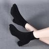 Fashion small short boots women's autumn and winter new black round head thick heel elastic velvet thin boots short boots bare boots