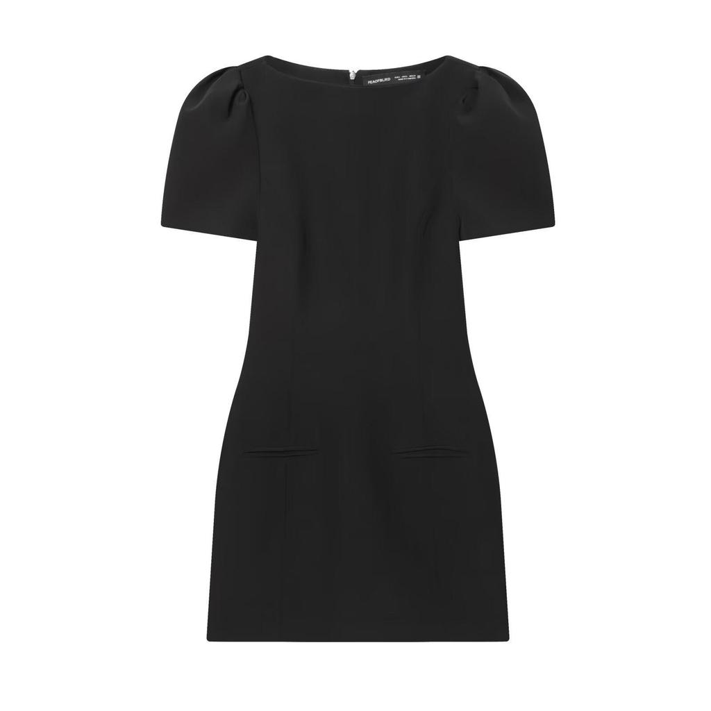 Winter Pleated One-Shoulder Short-Sleeve Pocket Dress for Women 