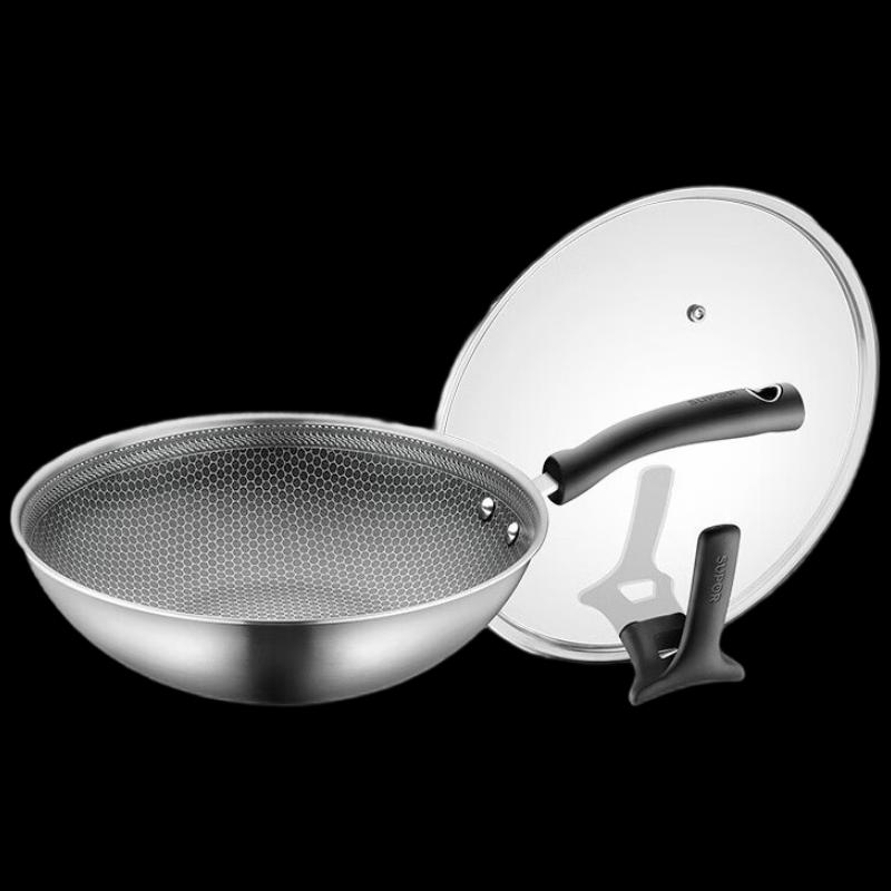 Supor 316 Stainless Steel Honeycomb Stir-Fry Pan 32cm