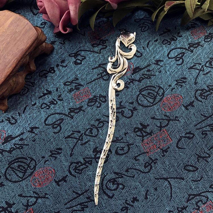 Retro ethnic style Miao silver hairpin antique bookmark female flower hairpin simple classical versatile disc hair hairpin hair accessories