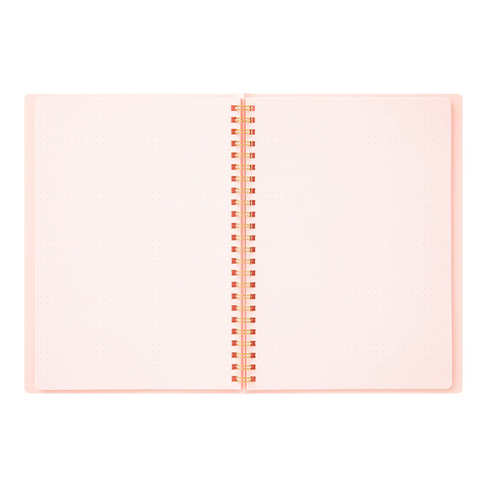 DESIGNPHIL MIDORI A5 Ring Notebook - Pink Dot Grid, Stylish Journal 15332006