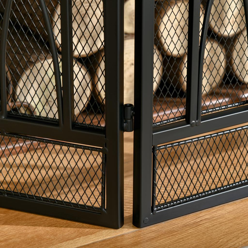 Schermo Pieghevole Metallico a 3 Pannelli per Camino 126cm Protezione Calore Fiamma Bambino Animale Domestico Casa Barriera Scintille Circondare con Motivo a Rete