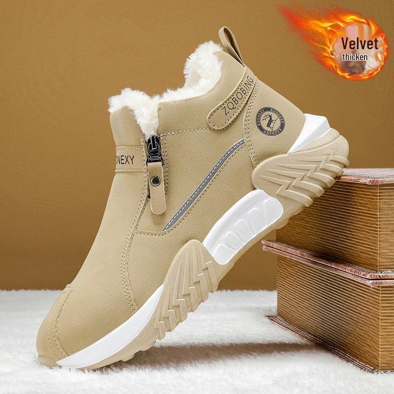 Men's One-Step High-Top Winter Sneakers: Velvet-Lined, Warm, Non-Slip Casual for Work & Driving