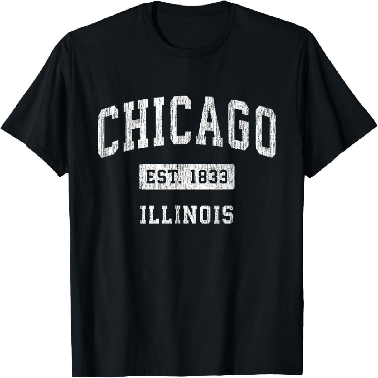 

Chicago Illinois IL Vintage Athletic Sports Design T-Shirt XXXXXL різнокольоровий