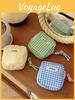 Trendy Small Plaid Menstrual Pad Carrier Portable Canvas Storage Bag For Daily Needs