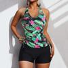 2022 European & American High Waist Floral Bikini Tankini Swimsuit
