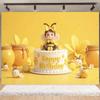 Cartoon Little Bee Theme Background Kids Birthday Party Decoration Honey Sunflowers Daisy Backdrop Newborn Baby Shower Supplies