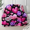 1pc a Lightweight Flannel Throw Featuring a Happy Valentine'S Day Design with Hearts And Flowers Perfect for Use On a Sofa Bed During Travel Camping