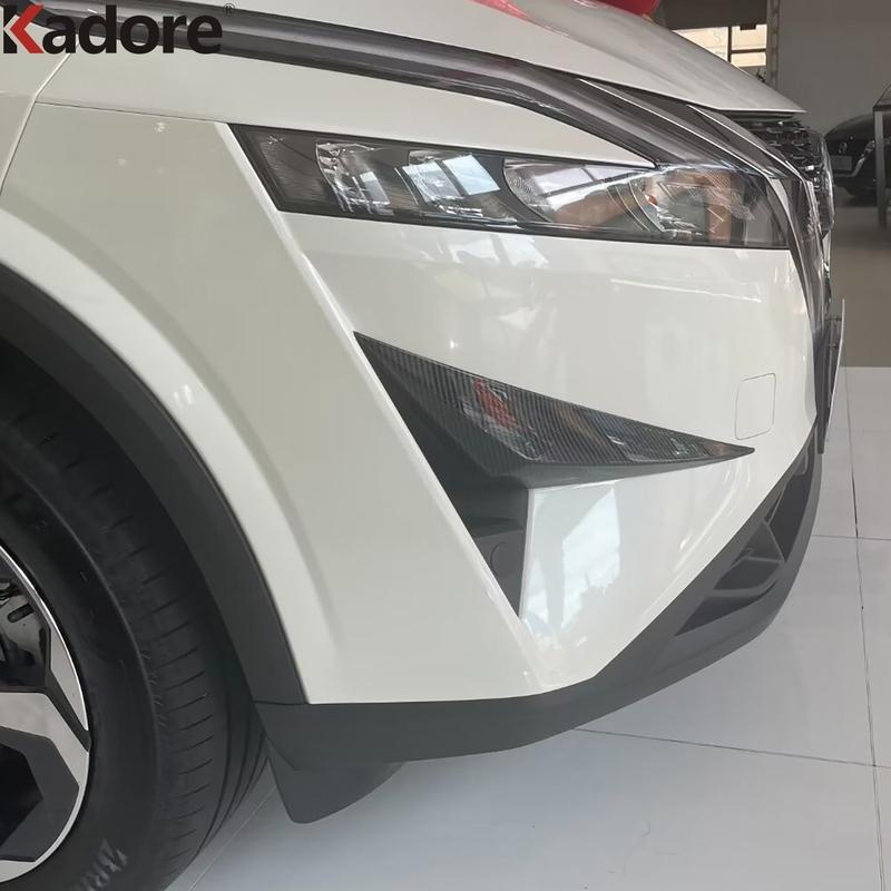 Front Bumper Wind Knif Cover Trim For Nissan Qashqai J12   2024 Carbon Fiber Car Front Fog Light Lamp Frame Accessories